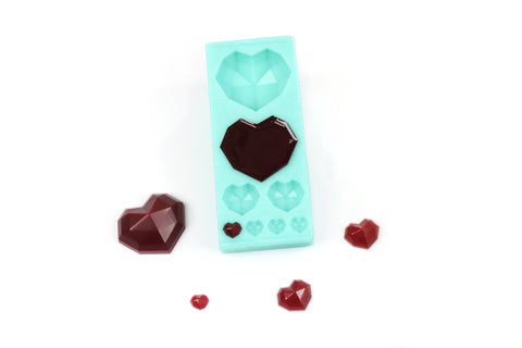 Heart Crystal - 8 bit Crystal Heart, 8 bit heart, Heart Container - Silicone Mold for Resin, Crystal Earring mold, Crystal Crafts MLD2